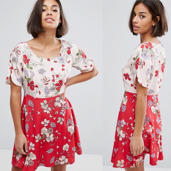 🆕 ASOS Mix & Match Floral Skater Dress - Picture 2 of 6